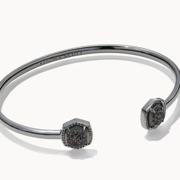 KENDRA SCOTT Davie Cuff Bracelet Gunmetal - Black Drusy - Picture 1 of 5